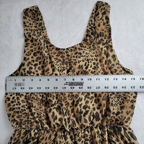 Moonlight Leopard Print Sleeveless Dress Medium brown Elastic Waist Lined Casual - Picture 7 of 11